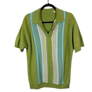 Vintage 50s 60s Streetwear Mens L Knit Collared Pullover Polo Shirt USA Bowling